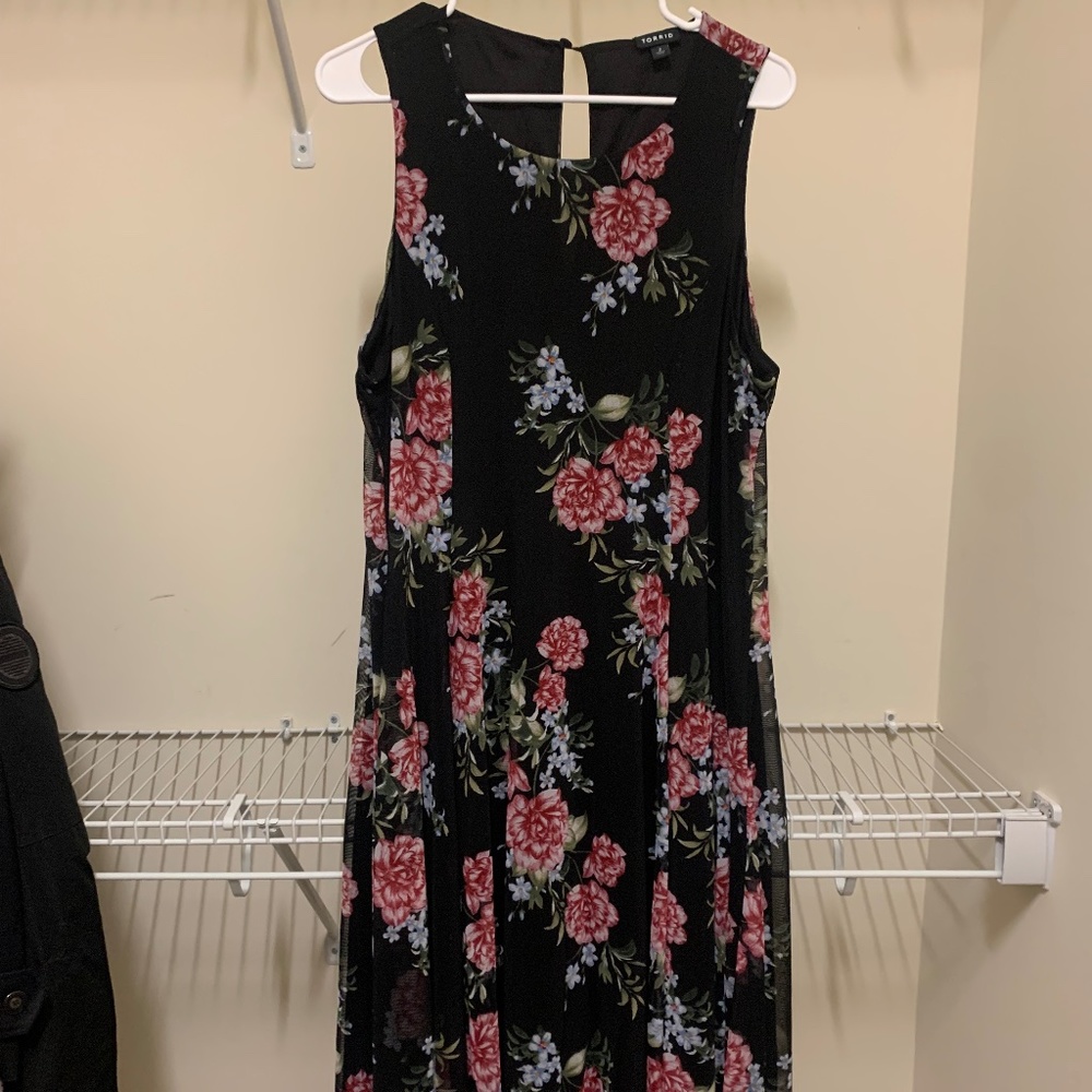 Torrid Black Floral Sleeveless Dress 2